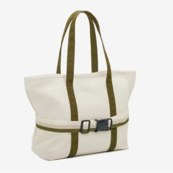 DSW Cream and Olive Tote Bag - Picture 5 of 7